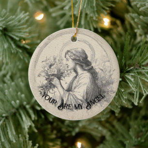 Du bist mein Engel Vintage-Weihnachten Personalisi Keramik Ornament