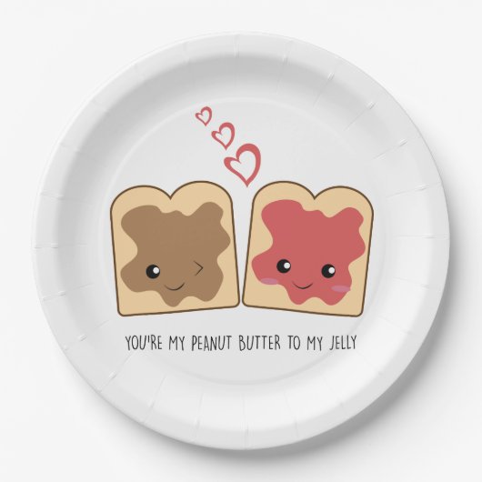 Du bist mein Erdnussbutter zu meinem Jelly Kawaii Pappteller (Vorderseite)