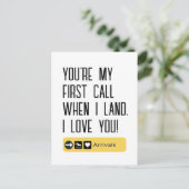 Du bist mein erster Anruf, wenn ich lande, Liebe, Postkarte (Stehend Vorderseite)