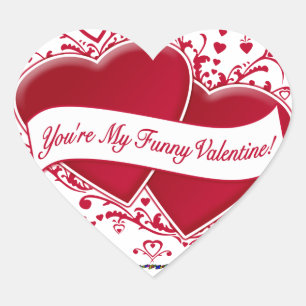 Du bist mein Funny Valentine! Rote Herzen Herz-Aufkleber
