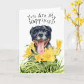 Du bist mein Glück | Pit Bull Dog Birthday Karte (Gelbe Blume)