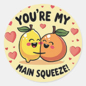 "Du bist mein Hauptqueeze!" Zitronen- und Orangena Runder Aufkleber (Vorderseite)