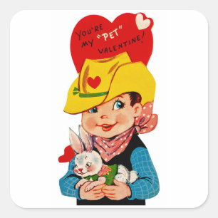 Du bist mein "Haustier"-Valentins-Cowboy Quadratischer Aufkleber