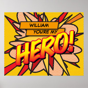 Du bist mein HERO Lustige Retro-Comic-Book-Pop-Art Poster