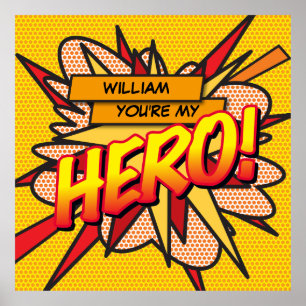 Du bist mein HERO Lustige Retro-Comic-Book-Pop-Art Poster