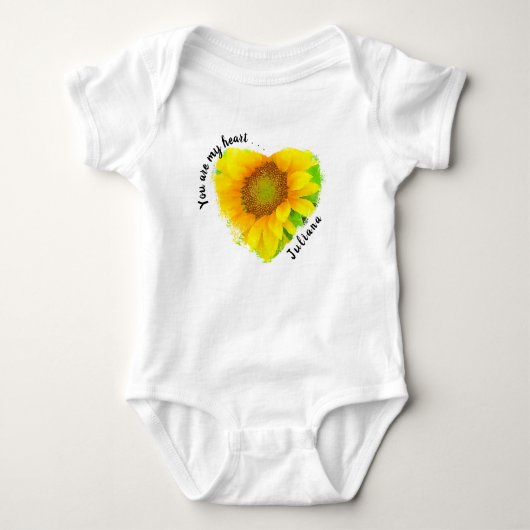 Du bist mein Herz. . .Cheery Yellow Sunflower Baby Strampler (Vorderseite)