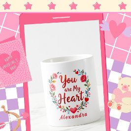 Du bist mein Herz romantische Floral auf weiß Kaffeetasse