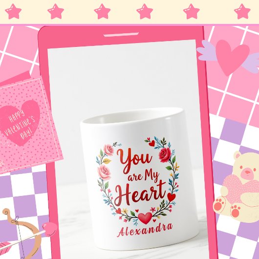 Du bist mein Herz romantische Floral auf weiß Kaffeetasse