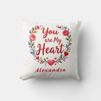 Du bist mein Herz romantische Floral auf weiß Kissen