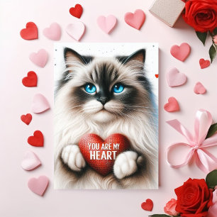 Du bist mein Herz Valentinsgedicht Ragdoll-Katze  Feiertagskarte