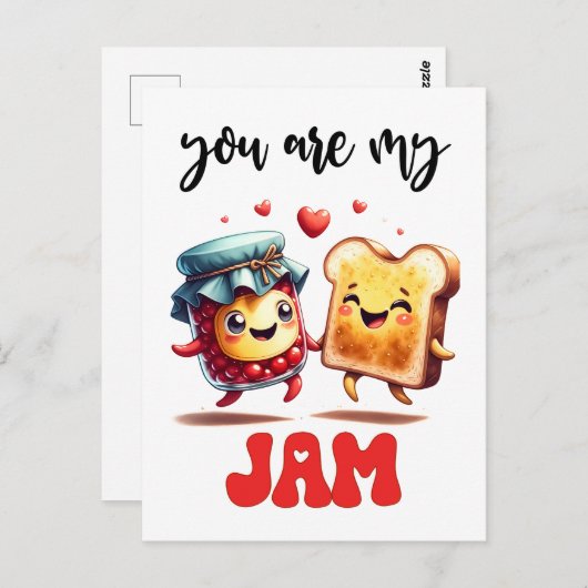 Du bist mein Jam Funny Punny Valentine Postkarte (Vorne/Hinten)