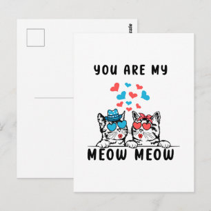 Du bist mein Meow Couple Cat Valentinstag Postkarte