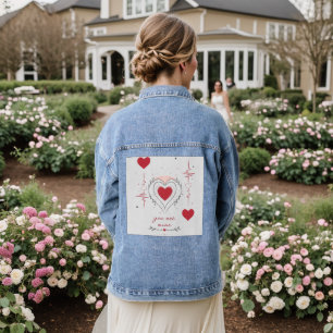 Du bist mein minimalistisches Herz-Linienkunstwerk Jeansjacke