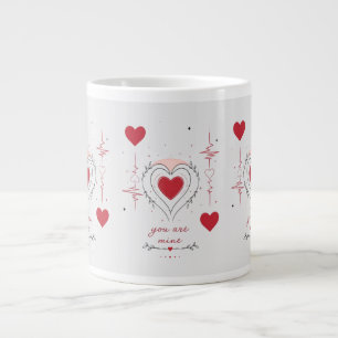 Du bist mein minimalistisches Herz-Linienkunstwerk Jumbo-Tasse