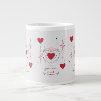 Du bist mein minimalistisches Herz-Linienkunstwerk Jumbo-Tasse