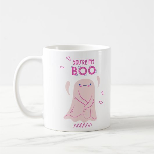 Du bist mein Niedliches Pink Ghost Halloween Kaffeetasse (Links)