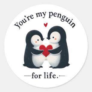 Du bist mein Pinguin für das Leben Paar Runder Aufkleber