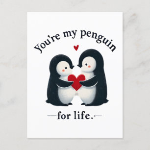Du bist mein Pinguin fürs Leben Paar  Postkarte
