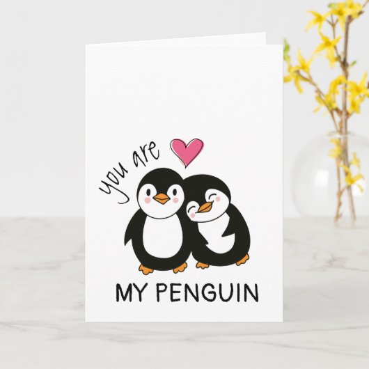 Du bist mein Pinguin Karte (Gelbe Blume)