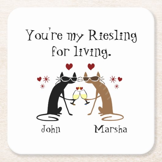 Du bist mein Riesling fürs Leben Rechteckiger Pappuntersetzer (Vorderseite)