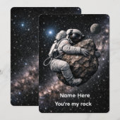 Du bist mein Rock Fun Astronaut Space Liebe  Einladung (Vorne/Hinten)