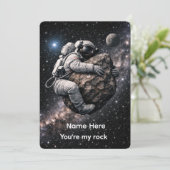 Du bist mein Rock Fun Astronaut Space Liebe  Einladung (Stehend Vorderseite)