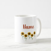 Du bist mein Sonnenblumenherz Personalisiert Kaffeetasse (VorderseiteRechts)