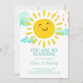 Du bist mein Sonnenschein 1. Geburtstag Party Einladung (Vorderseite)