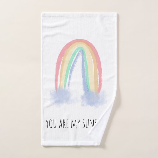 Du bist mein Sonnenschein Aquarell bemalt Regenbog Badhandtuch Set (Handtuch)
