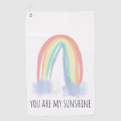 Du bist mein Sonnenschein Aquarell bemalt Regenbog Golfhandtuch (Vorderseite)
