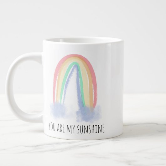 Du bist mein Sonnenschein Aquarell bemalt Regenbog Jumbo-Tasse (Links)