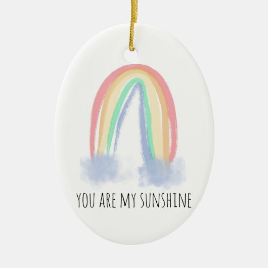 Du bist mein Sonnenschein Aquarell bemalt Regenbog Keramik Ornament (Vorne)
