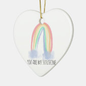 Du bist mein Sonnenschein Aquarell bemalt Regenbog Keramik Ornament (Links)