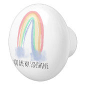 Du bist mein Sonnenschein Aquarell bemalt Regenbog Keramikknauf (Rechts)