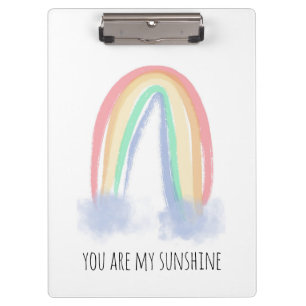 Du bist mein Sonnenschein Aquarell bemalt Regenbog Klemmbrett
