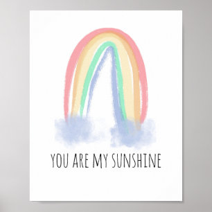 Du bist mein Sonnenschein Aquarell bemalt Regenbog Poster