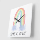 Du bist mein Sonnenschein Aquarell bemalt Regenbog Quadratische Wanduhr (Winkel)