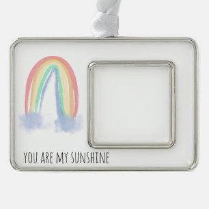 Du bist mein Sonnenschein Aquarell bemalt Regenbog Rahmen-Ornament Silber