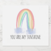 Du bist mein Sonnenschein Aquarell bemalt Regenbog Schaumweinetikett (Einzelnes Label)