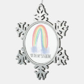 Du bist mein Sonnenschein Aquarell bemalt Regenbog Schneeflocken Zinn-Ornament (Rechts)