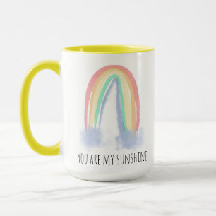 Du bist mein Sonnenschein Aquarell bemalt Regenbog Tasse