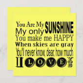 Du bist mein Sonnenschein Bekleidung und Geschenke Einladung (Vorne/Hinten)