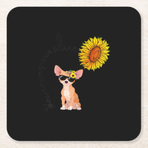 Du bist mein Sonnenschein Chihuahua Sonnenblume Ch Rechteckiger Pappuntersetzer