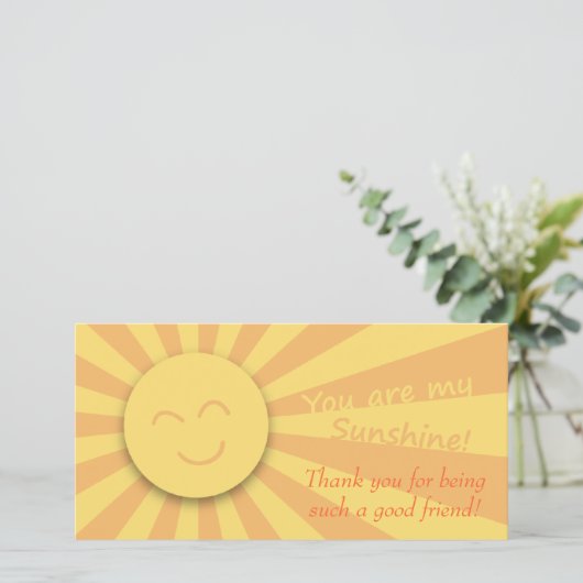 Du bist mein Sonnenschein! Dankeskarte (Stehend Vorderseite)