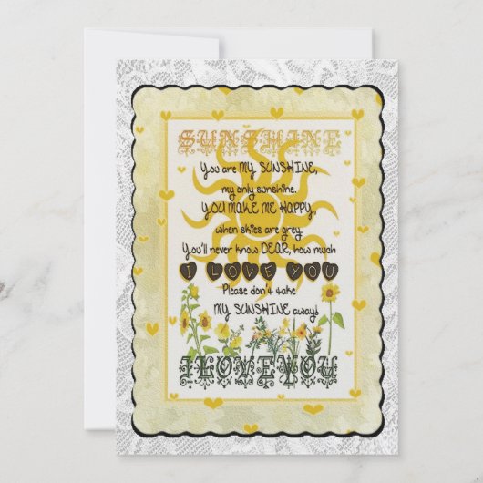 Du bist mein Sonnenschein. Einladung (Rückseite)