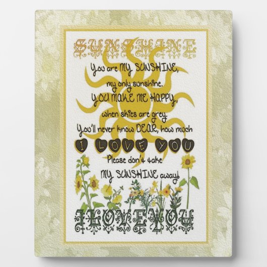 Du bist mein Sonnenschein Fotoplatte (Vorderseite)