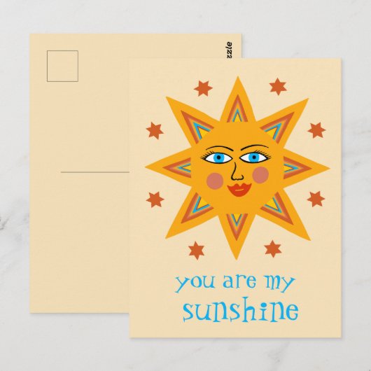Du bist mein Sonnenschein Fröhliche Sonne CUSTOM Postkarte (Vorne/Hinten)