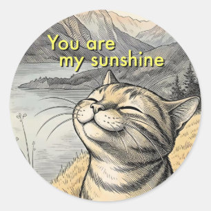 Du bist mein Sonnenschein Glückliche Katze Umschla Runder Aufkleber