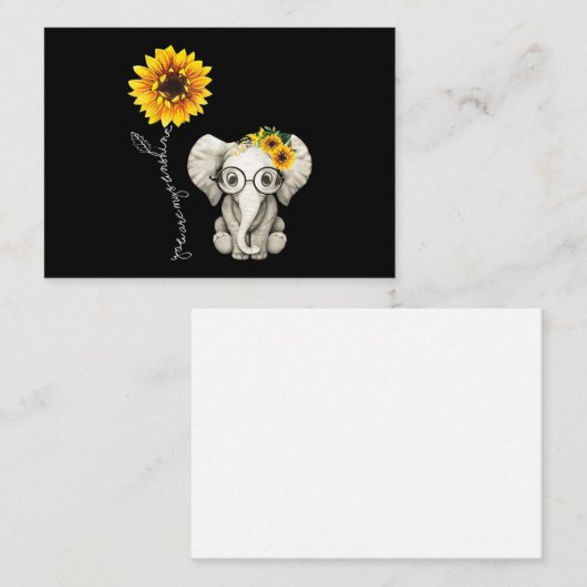 Du bist mein Sonnenschein-Hippie-Sonnenblume-Elefa Mitteilungskarte (Vorne/Hinten)