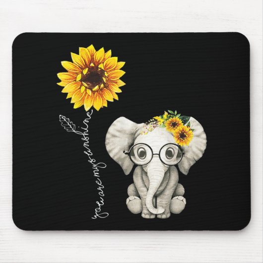 Du bist mein Sonnenschein-Hippie-Sonnenblume-Elefa Mousepad (Vorne)
